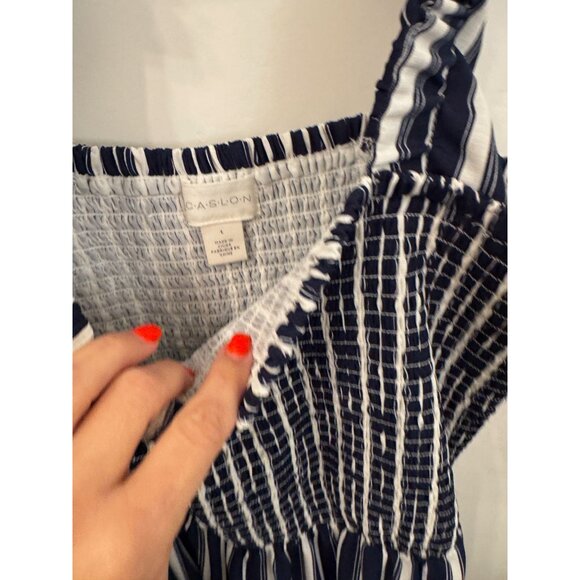 Caslon women's navy and white maxi dress size large - Picture 2 of 3